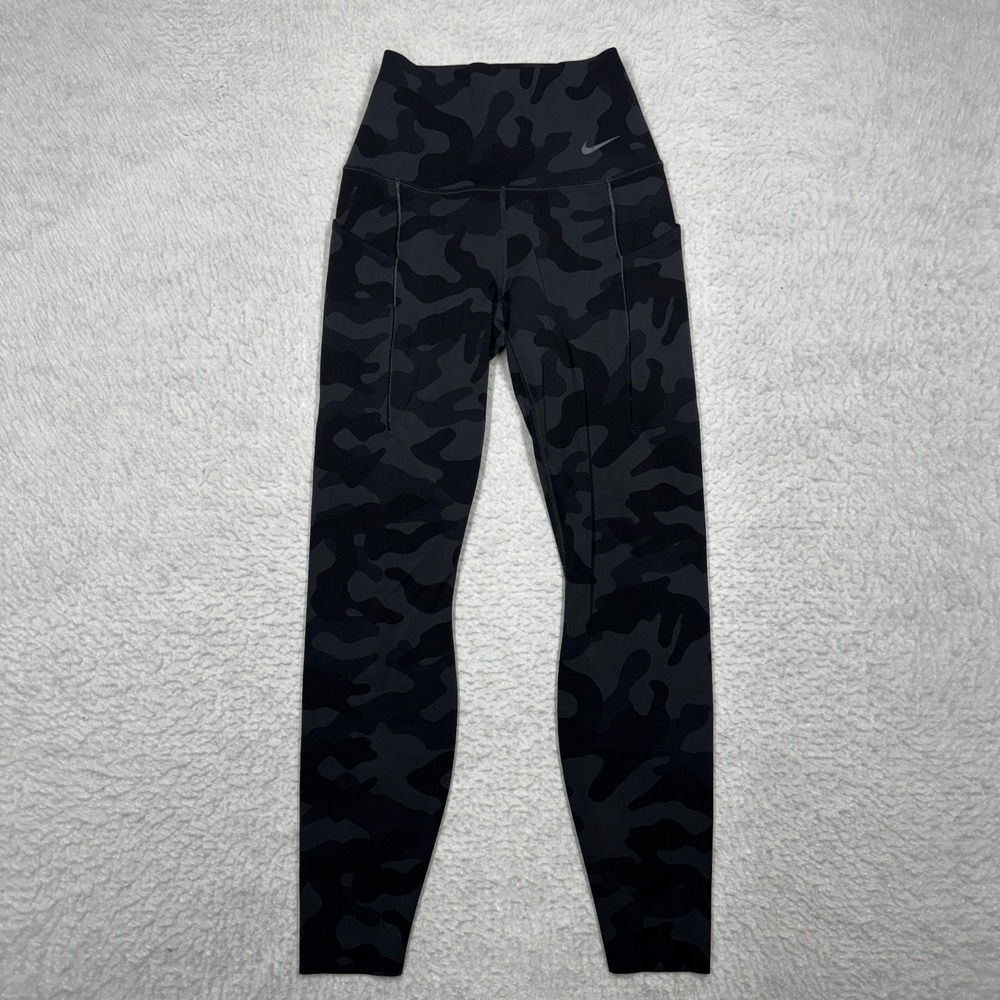 Nike High Waisted 7/8 Leggings Black Camo Gym Workout DX3120-045 Women's Size XS